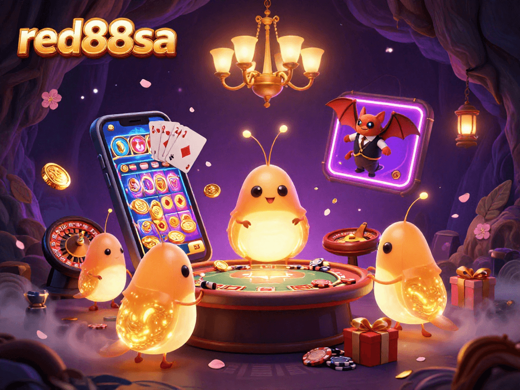 Experience thrilling games at red88sa in a vibrant cave casino illuminated by luminescent glowworms.