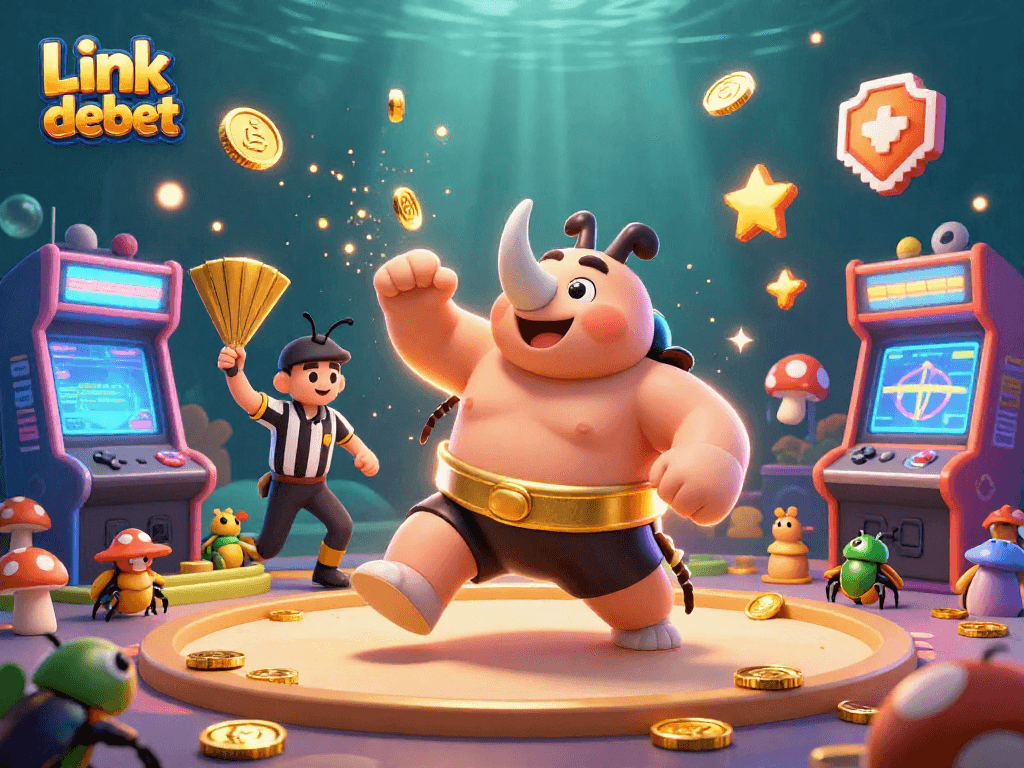 Experience the thrill of winning at Link debet with this dynamic 3D casino illustration.