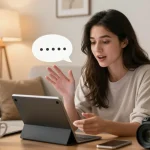 Engaging chat on crush on ai in a cozy living room.