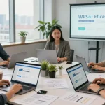 Team collaborating on WPS Official Website features in a modern office.