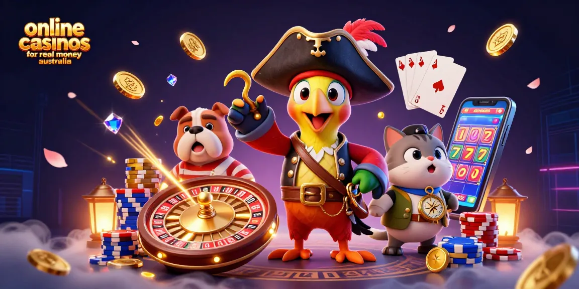 Cascade sparkling gems and coins in a vibrant scene depicting online casinos for real money Australia